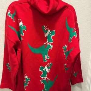 Lillusory Womans Red Dinosaur Holiday Sweater Size Large
